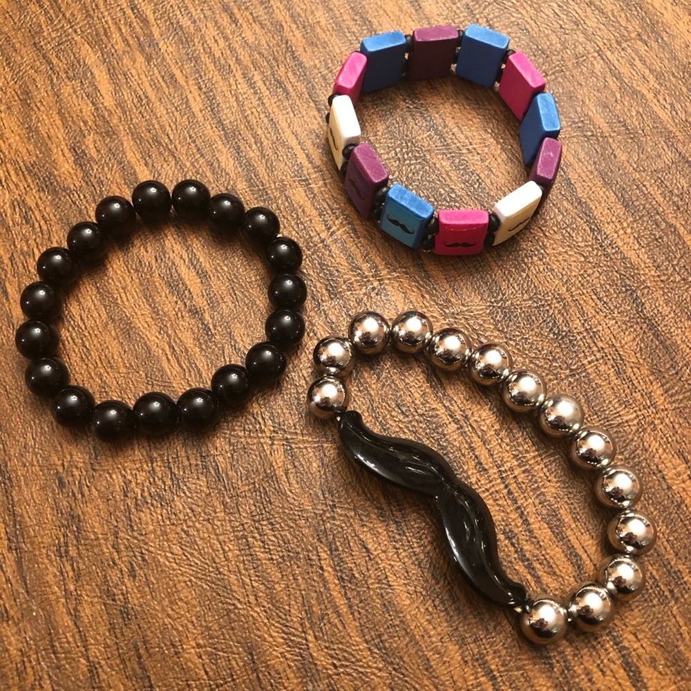 Mustache Bracelet Set
